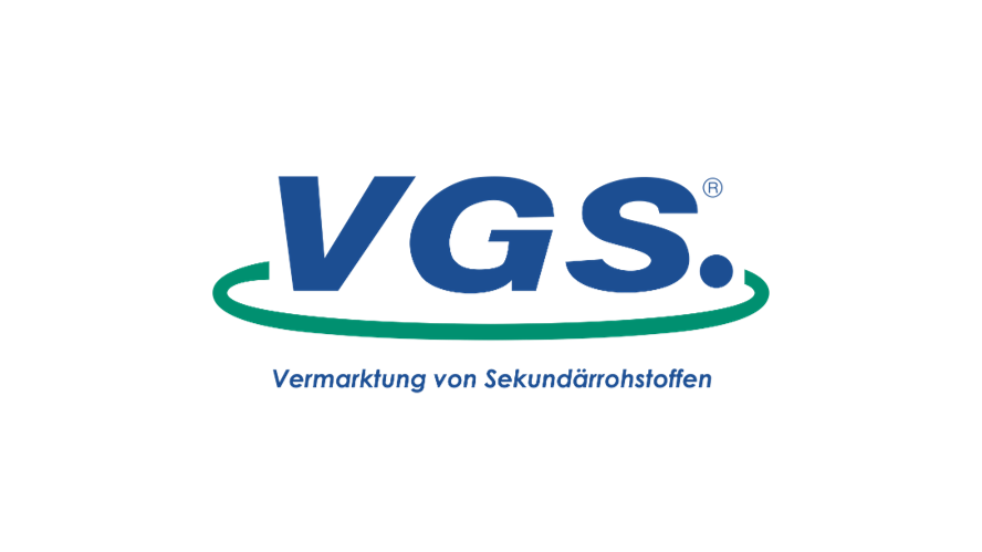 Logo. Blau/Grünes Logo der VGS mit zusätzlichen Text "Vermarktung von Sekundärrohstoffen".